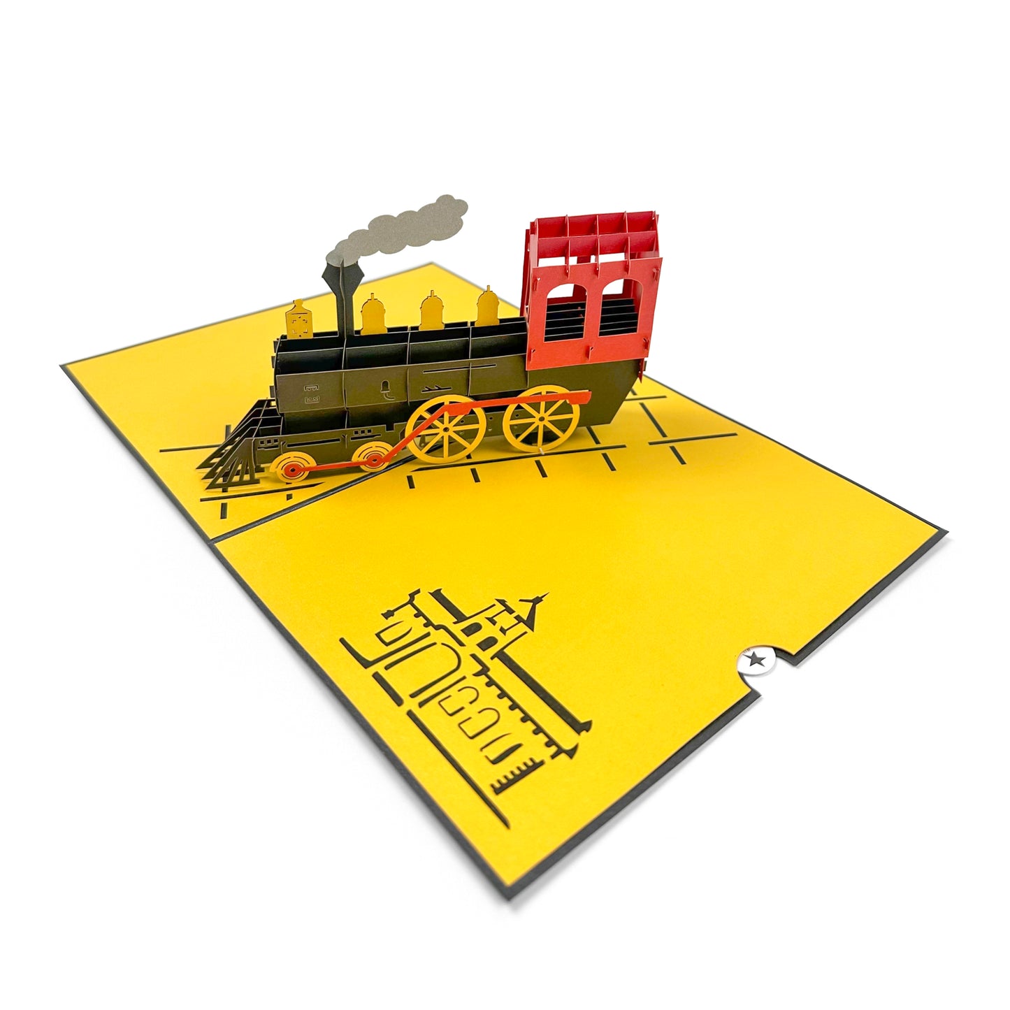 Classic Majestic Railroad Steam Train 3D Popup Card