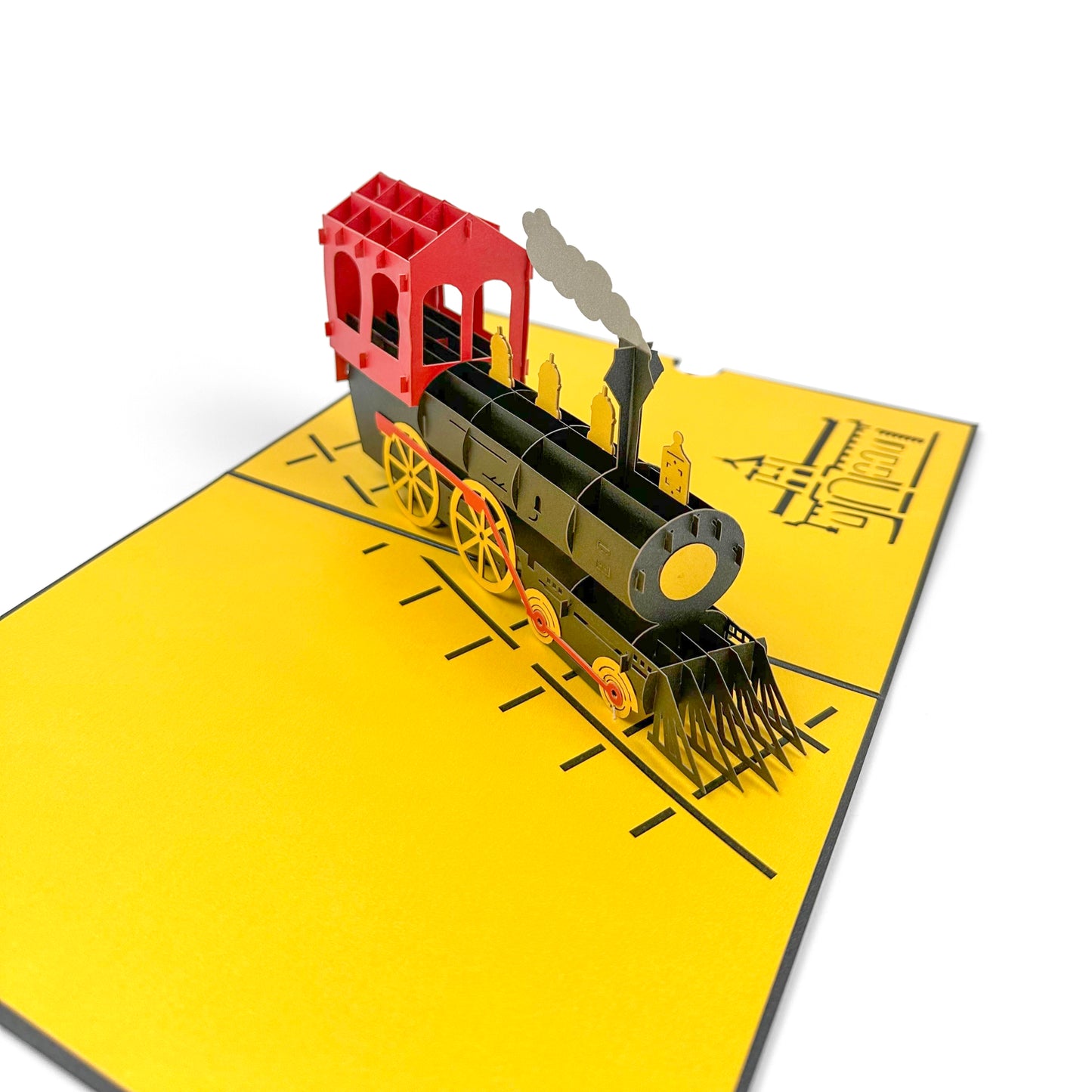 Classic Majestic Railroad Steam Train 3D Popup Card