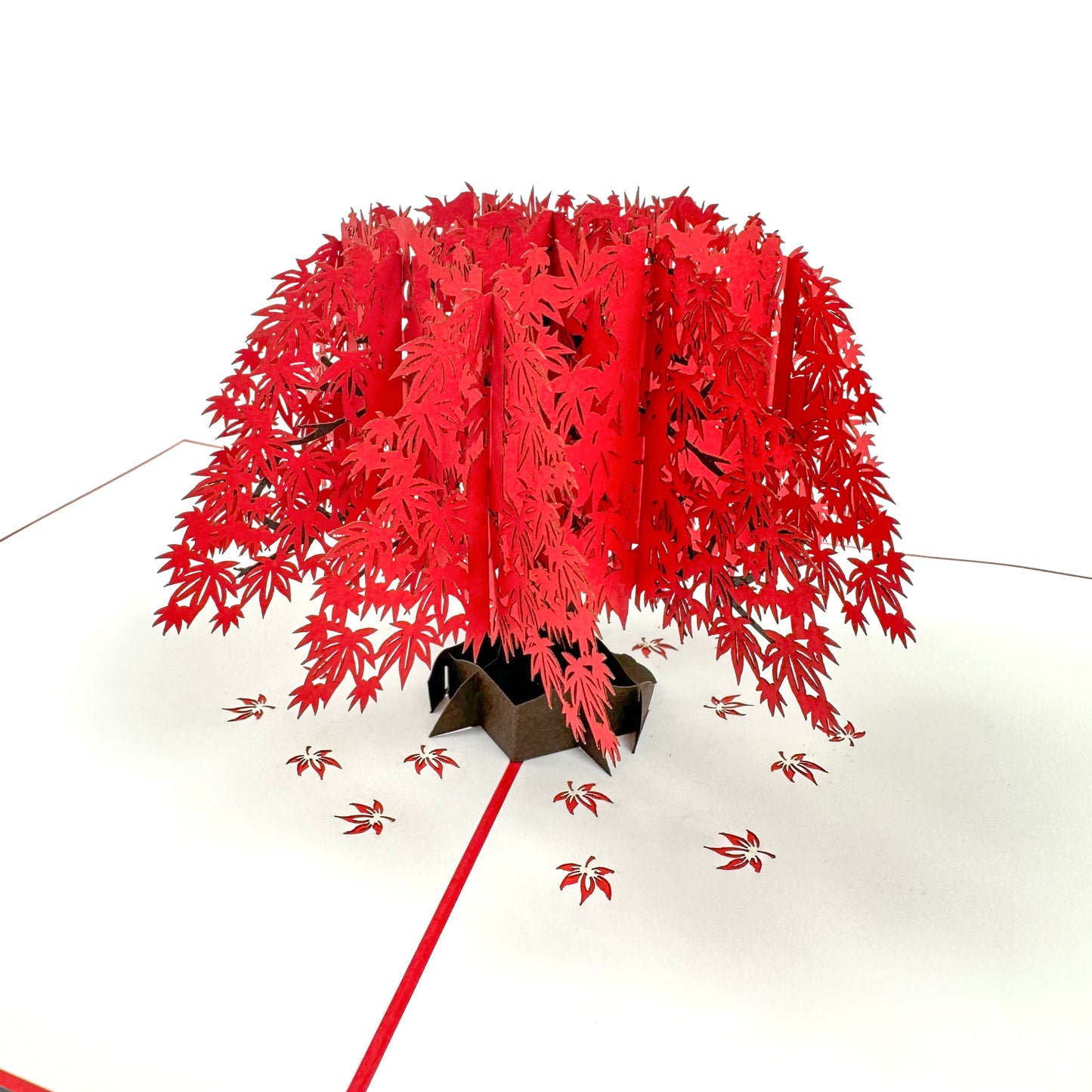 Beautiful 3D Vibrant Folding Red Maple 3D PopUp Card