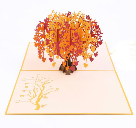 Beautiful Fall Heart Love Tree 3D PopUp Card