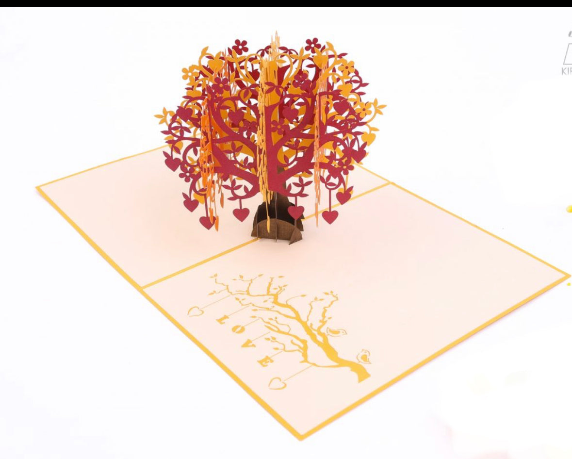 Beautiful Fall Heart Love Tree 3D PopUp Card