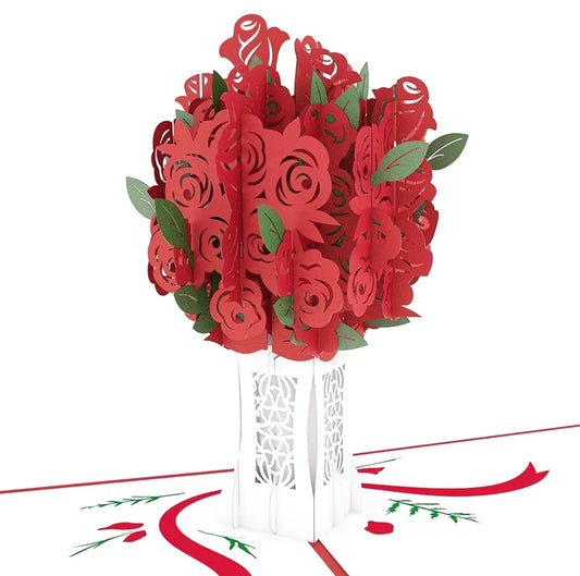 Beautiful Roses Vase, 3D PopUp Card