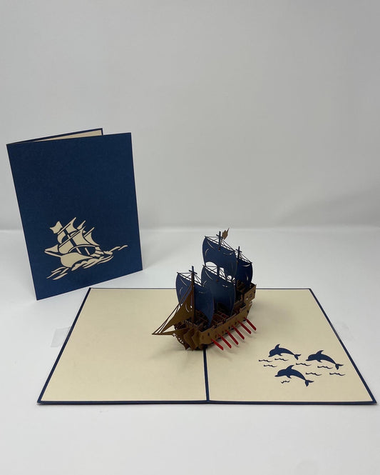 Classic 3D Viking Ship PopUp Card